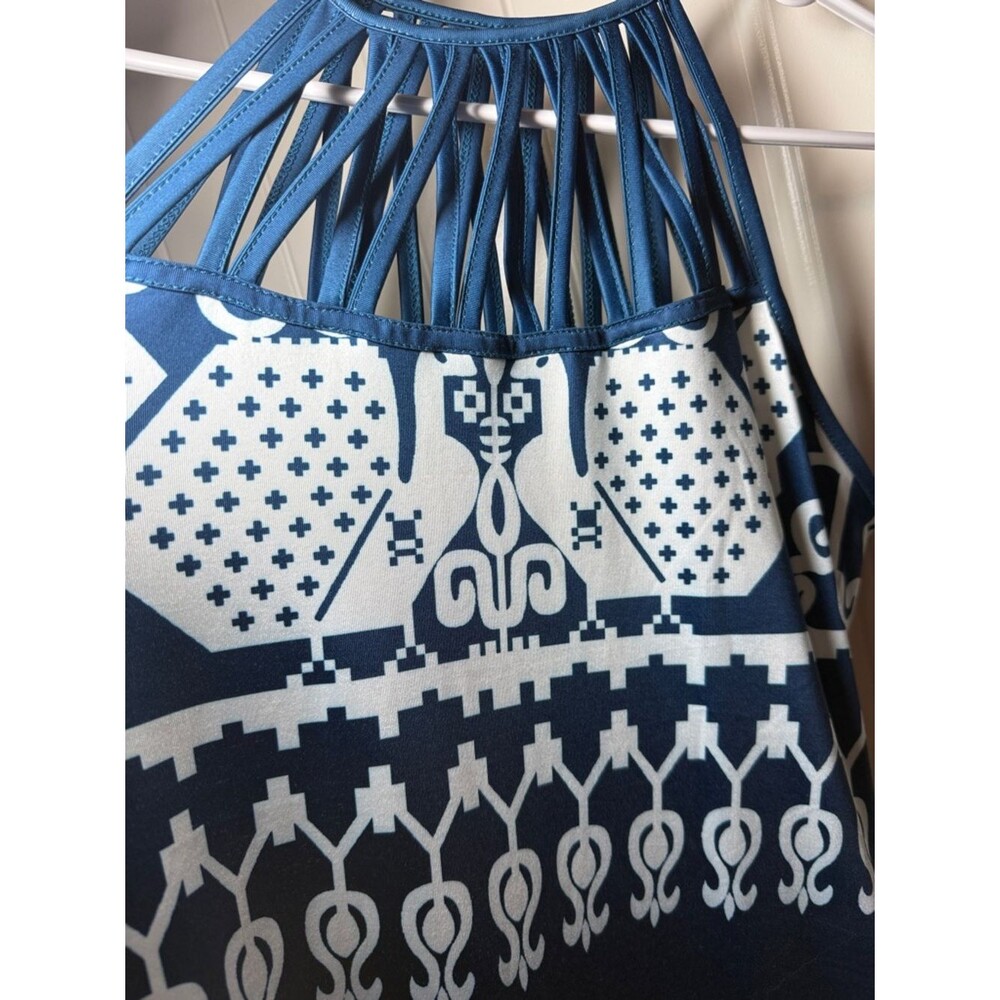 Emery Rose Strappy Navy Blue and White Asymmetrical Sundress